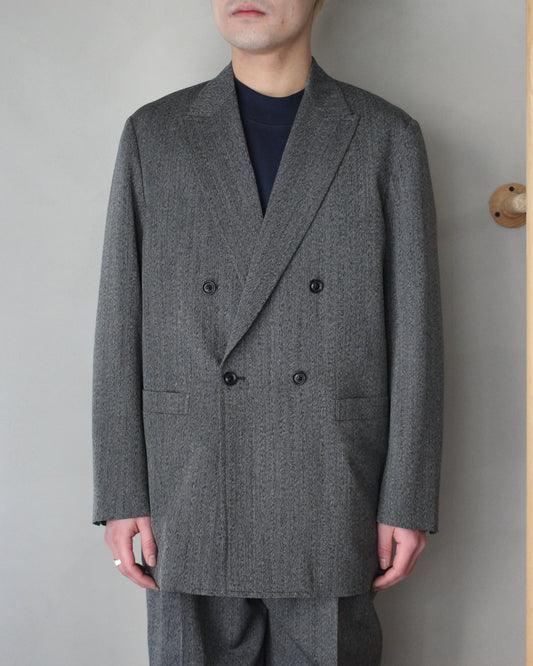 ULTERIOR/WOOL WASHI HERRINGBONE DB JKT "BLACK"