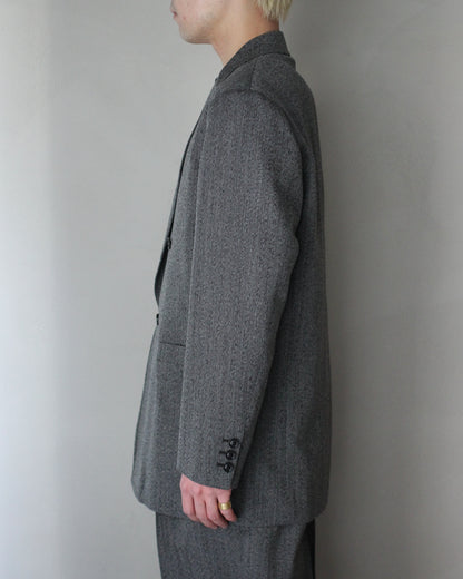 ULTERIOR/WOOL WASHI HERRINGBONE DB JKT "BLACK"