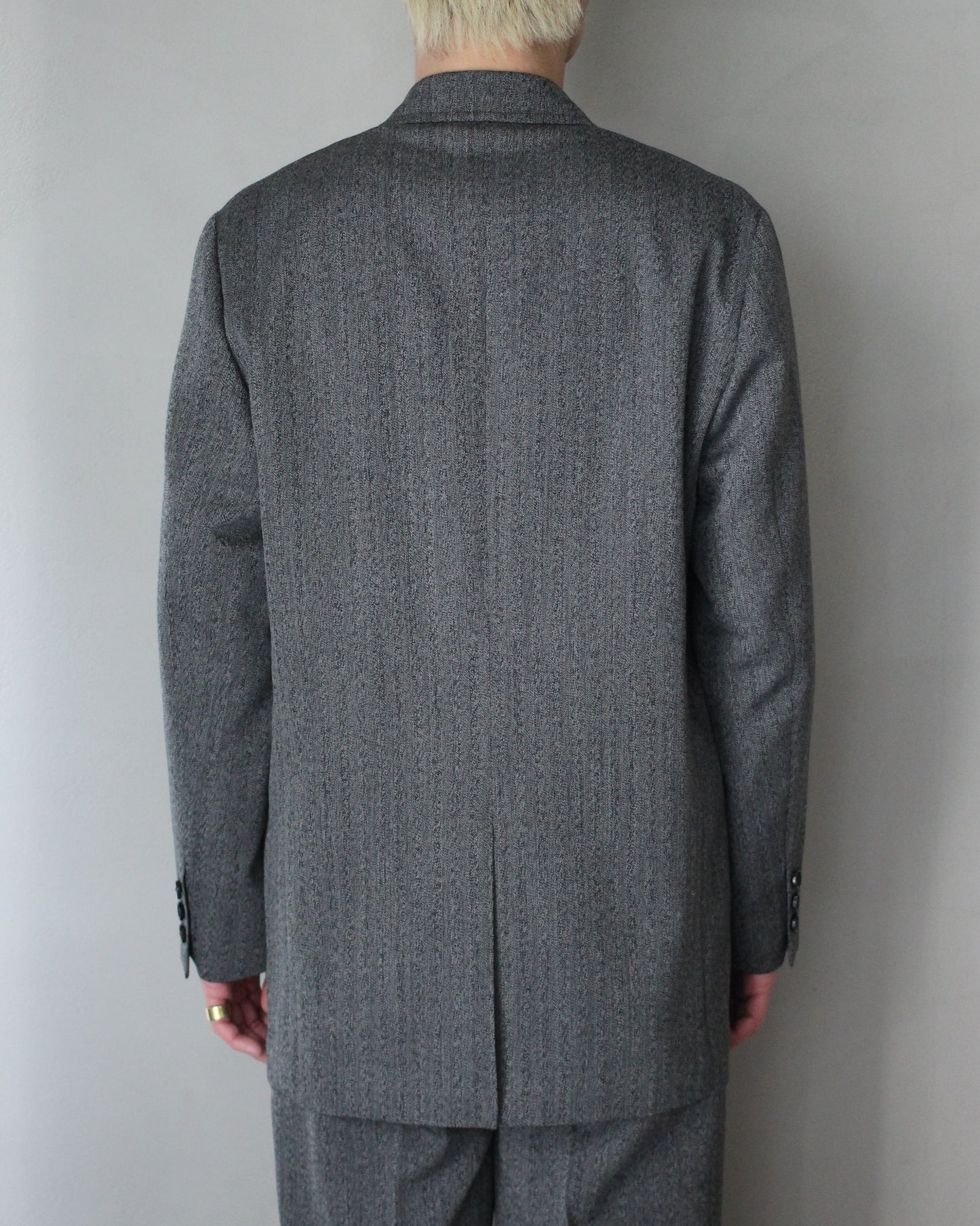 ULTERIOR/WOOL WASHI HERRINGBONE DB JKT "BLACK"