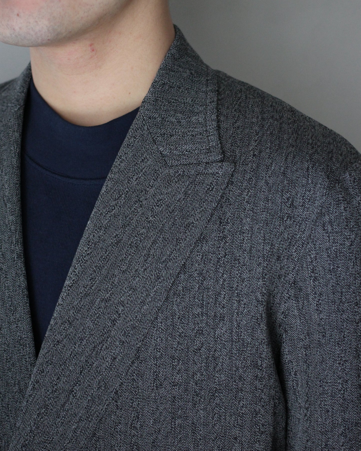 ULTERIOR/WOOL WASHI HERRINGBONE DB JKT "BLACK"