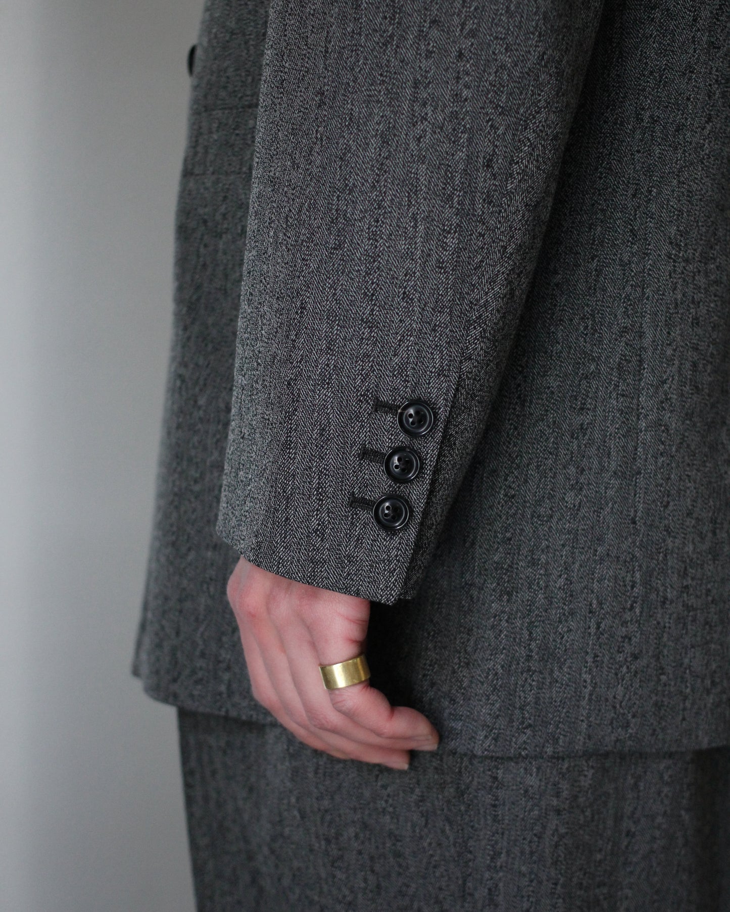 ULTERIOR/WOOL WASHI HERRINGBONE DB JKT "BLACK"