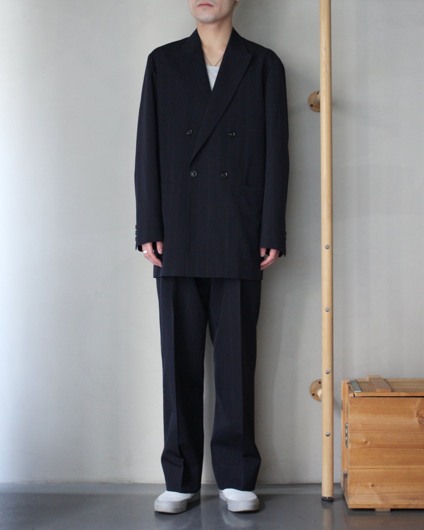ULTERIOR/WOOL WASHI STRIPE DB JKT "DARK NAVY"