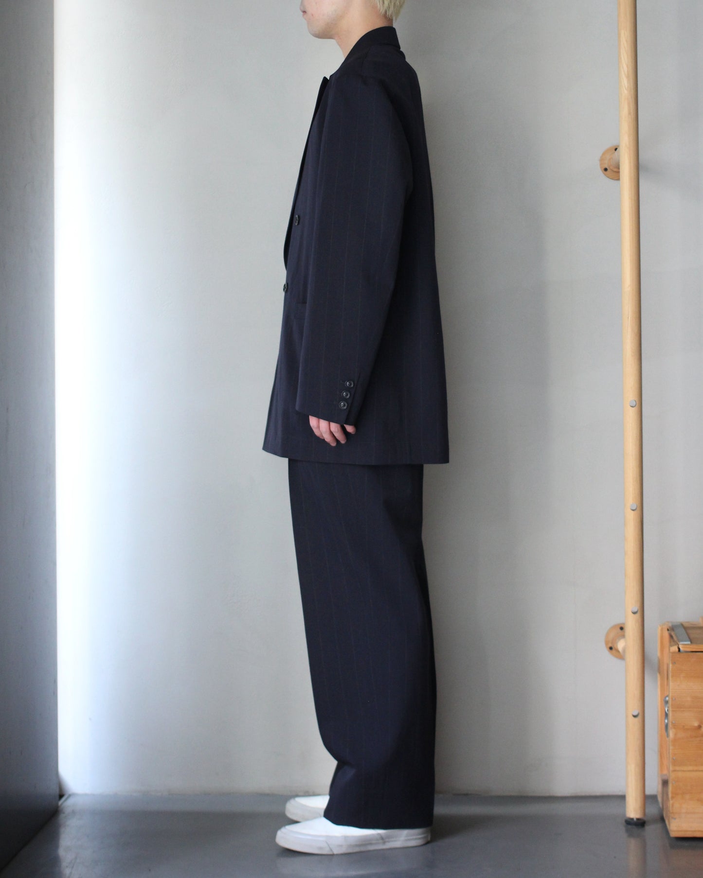 ULTERIOR/WOOL WASHI STRIPE DB JKT "DARK NAVY"
