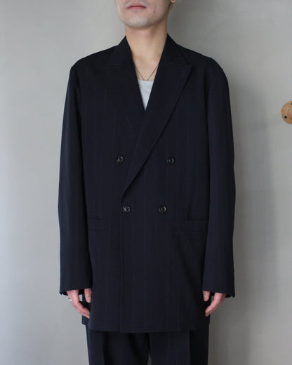 ULTERIOR/WOOL WASHI STRIPE DB JKT "DARK NAVY"