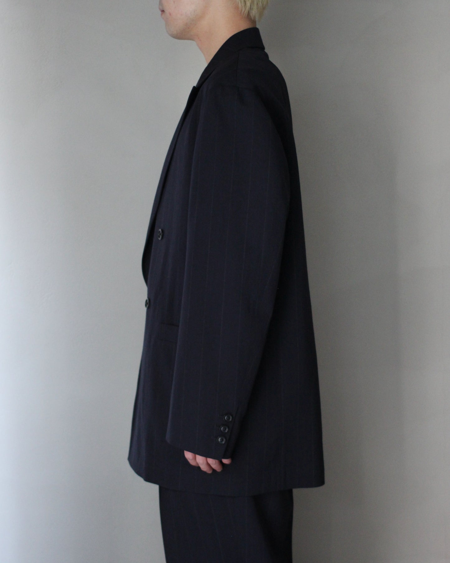 ULTERIOR/WOOL WASHI STRIPE DB JKT "DARK NAVY"