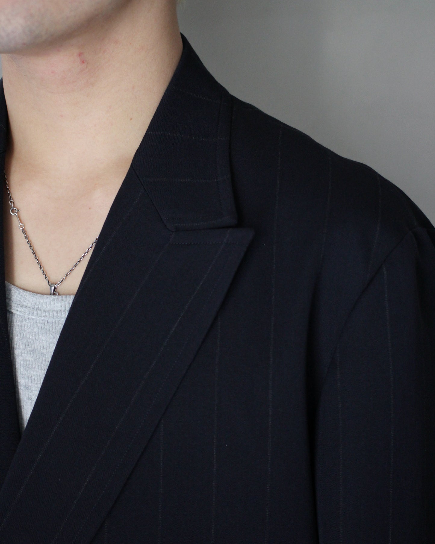 ULTERIOR/WOOL WASHI STRIPE DB JKT "DARK NAVY"