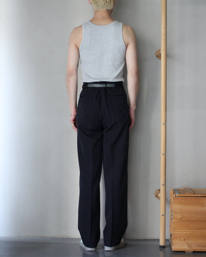 ULTERIOR/WOOL WASHI STRIPE STRIPE TUCKED TROUSERS "DARK NAVY"
