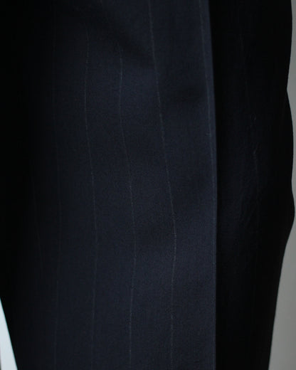 ULTERIOR/WOOL WASHI STRIPE STRIPE TUCKED TROUSERS "DARK NAVY"