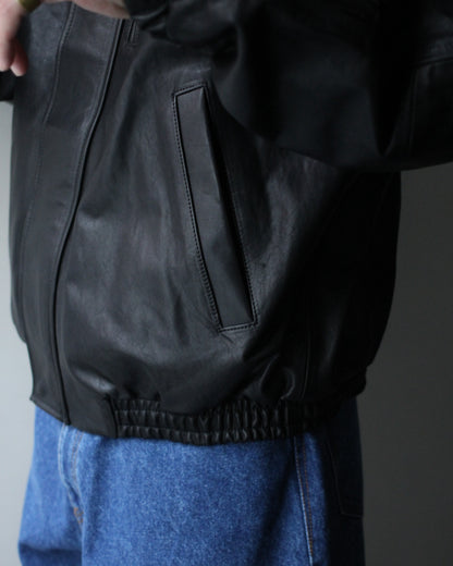 ssstein/MOUTON COLLAR CALF ZIP JACKET "BLACK"