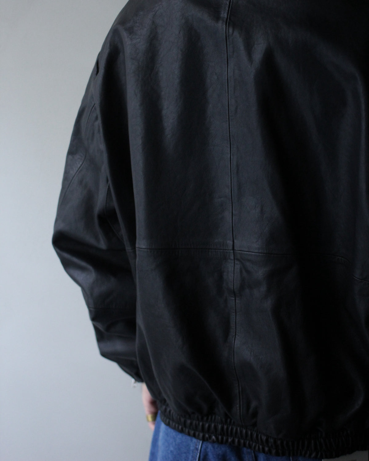 ssstein/MOUTON COLLAR CALF ZIP JACKET "BLACK"