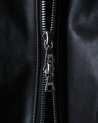 ssstein/MOUTON COLLAR CALF ZIP JACKET "BLACK"