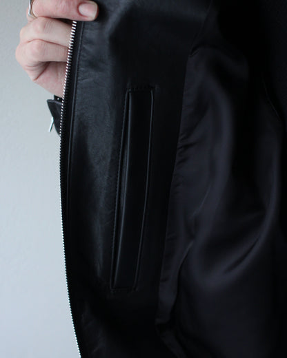 ssstein/MOUTON COLLAR CALF ZIP JACKET "BLACK"