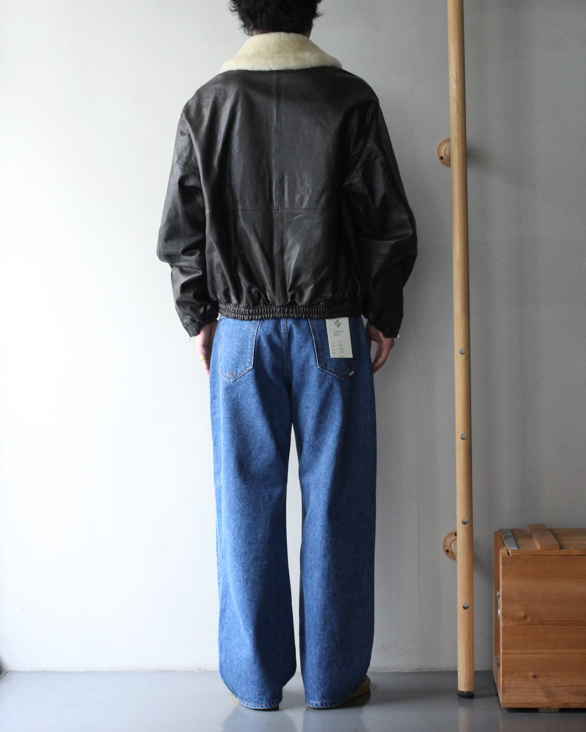 ssstein/MOUTON COLLAR CALF ZIP JACKET "DARK BROWN"