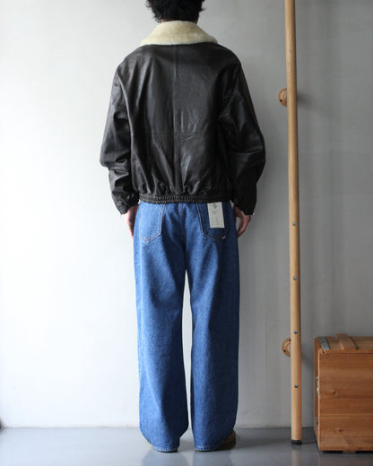 ssstein/MOUTON COLLAR CALF ZIP JACKET "DARK BROWN"