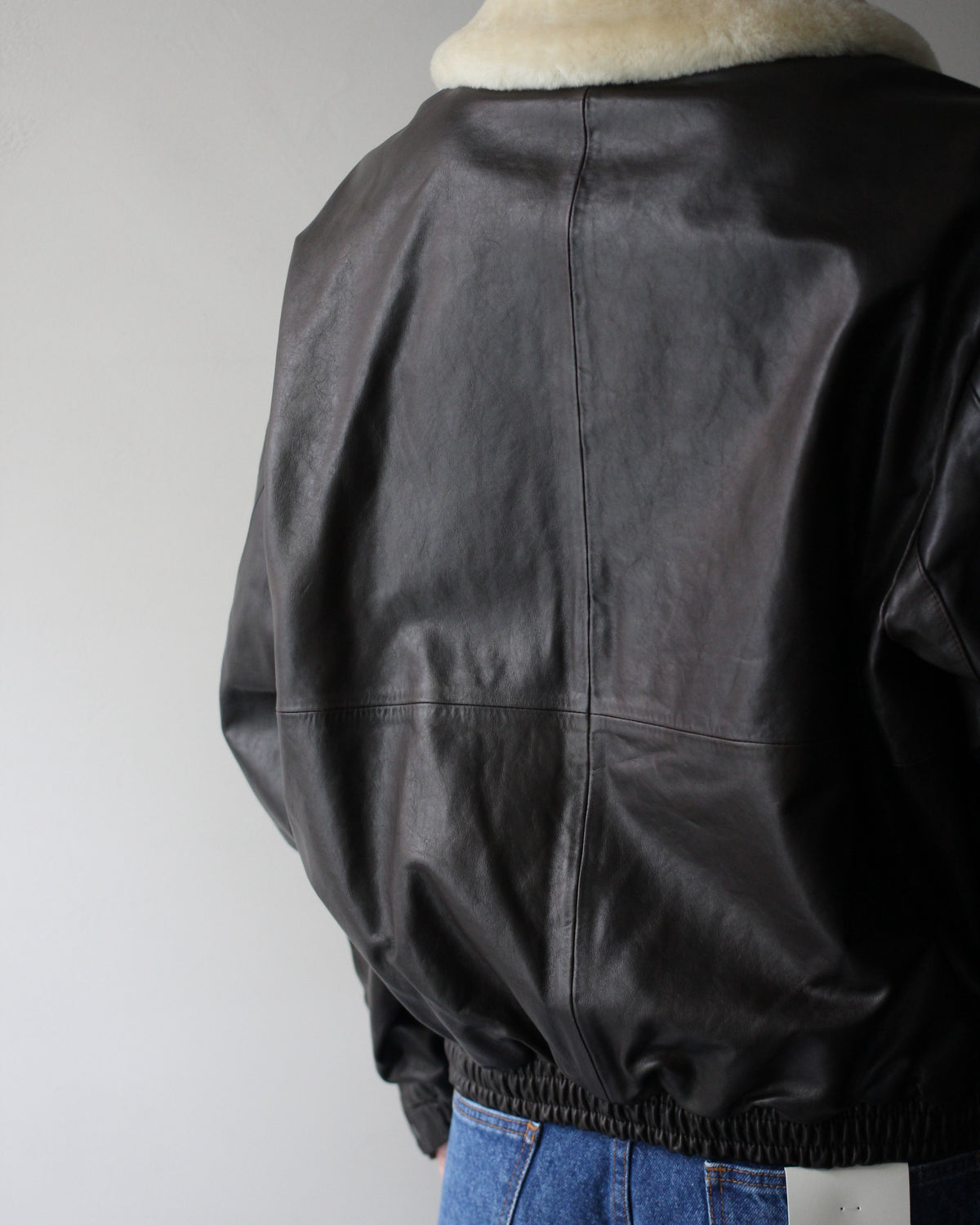 ssstein/MOUTON COLLAR CALF ZIP JACKET "DARK BROWN"