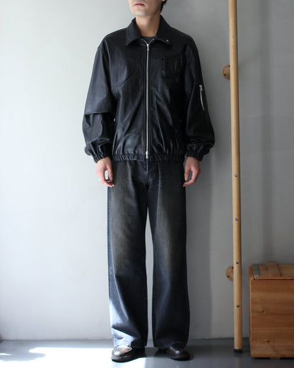 ssstein/SHEEP LEATHER FLIGHT JACKET "BLACK"