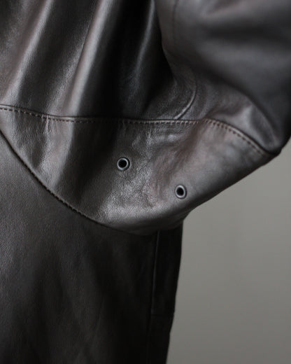 ssstein/MOUTON COLLAR CALF ZIP JACKET "DARK BROWN"
