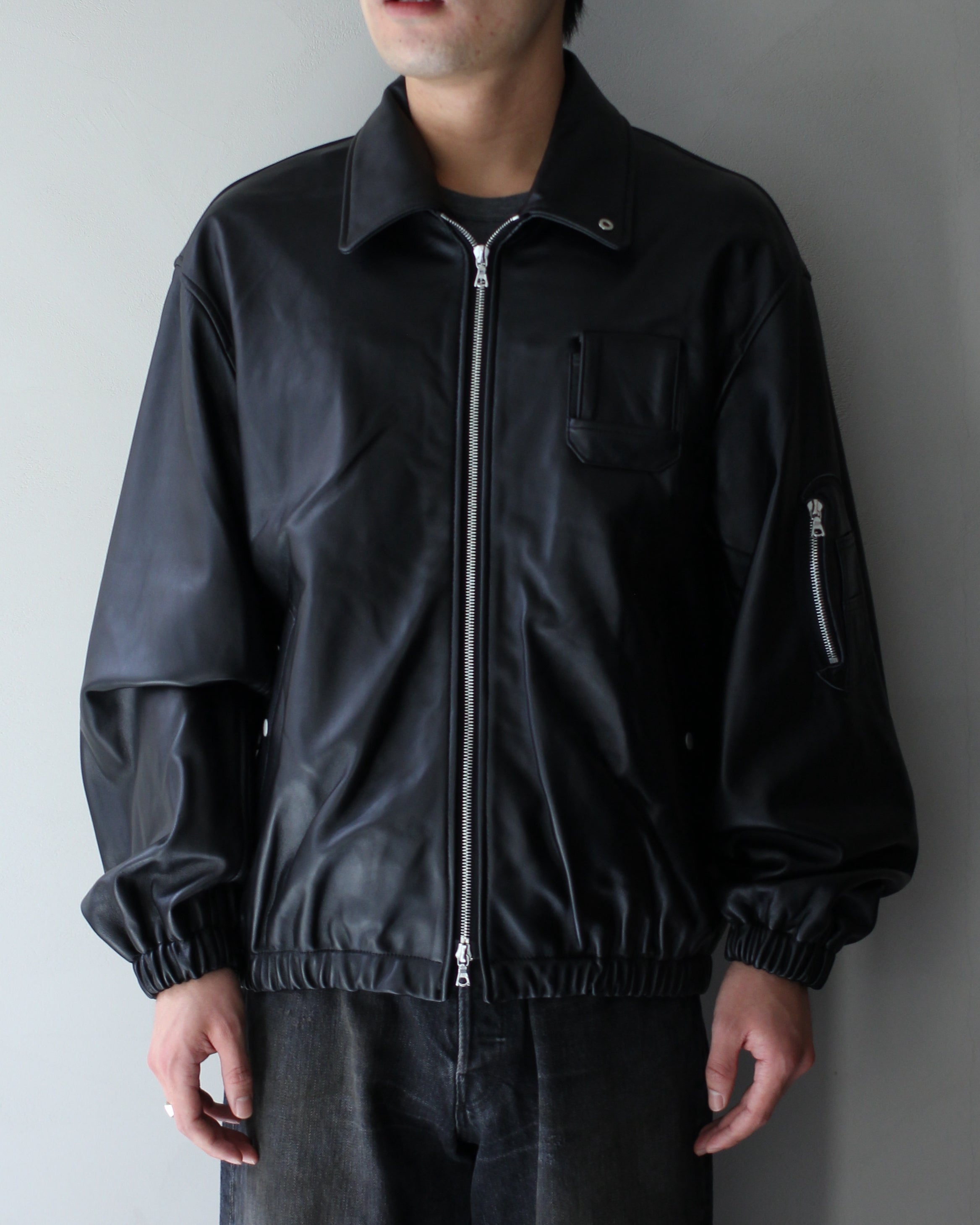 ジャケット・アウター sssstein SHEEP LEATHER FLIGHT JACKET ssstein Sheep Leather Flight Jacket Black