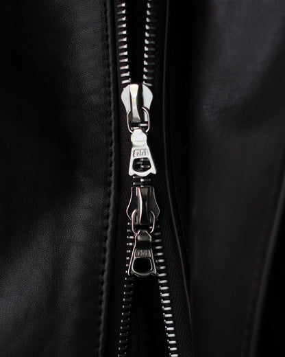 ssstein/MOUTON COLLAR CALF ZIP JACKET "DARK BROWN"