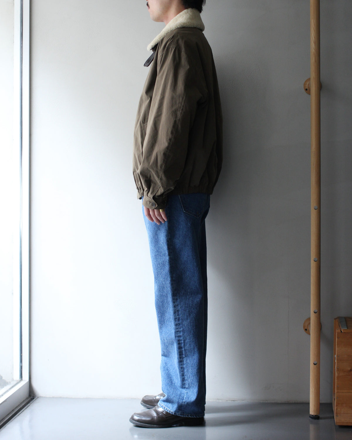 ssstein/DETATCHABLE COLLAR RESIN-FINISH COTTON JACKET  "KHAKI"