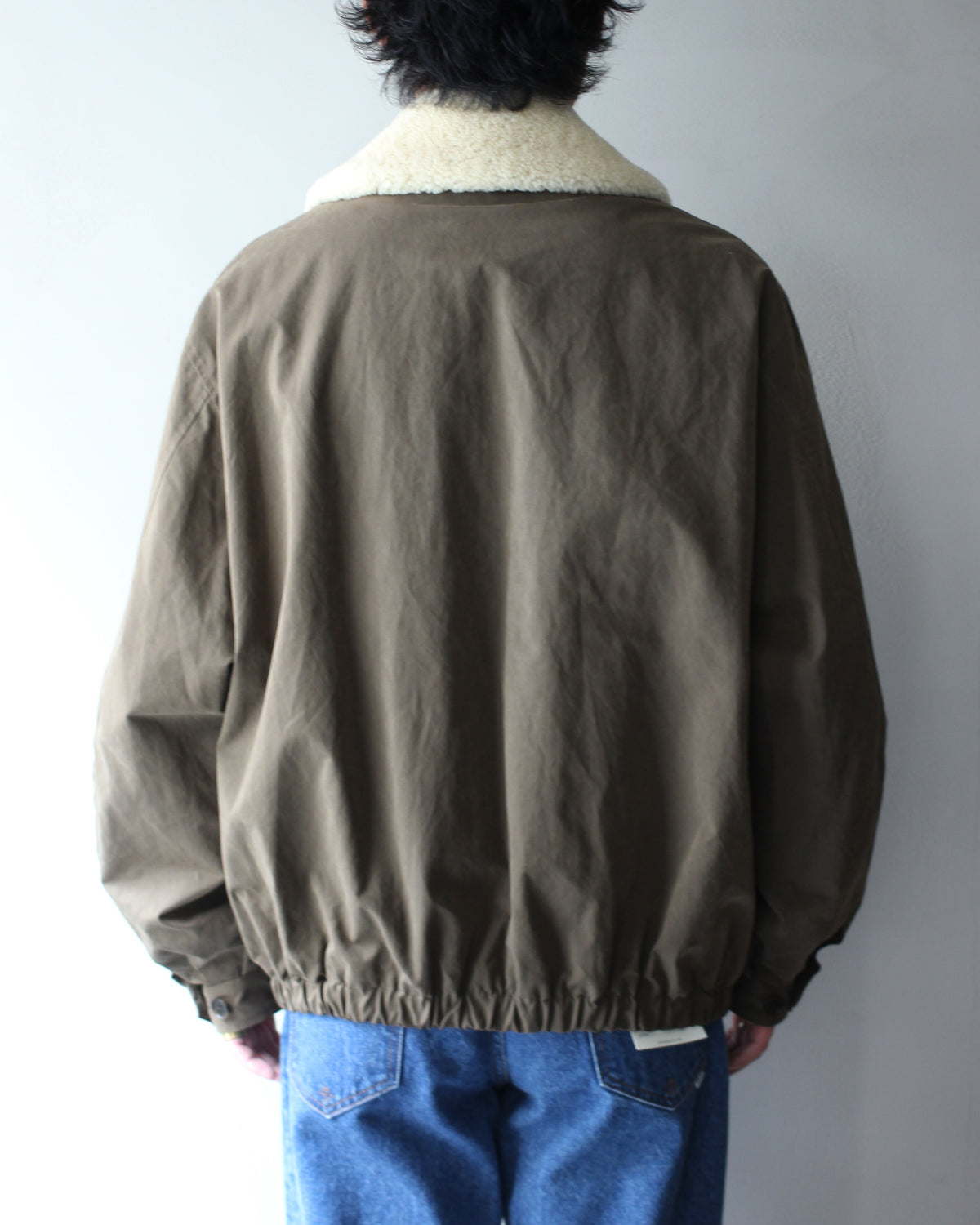 ssstein/DETATCHABLE COLLAR RESIN-FINISH COTTON JACKET  "KHAKI"