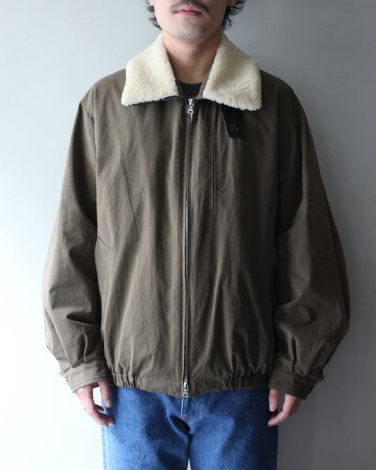 ssstein/DETATCHABLE COLLAR RESIN-FINISH COTTON JACKET  "KHAKI"