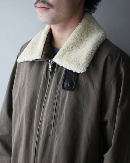 ssstein/DETATCHABLE COLLAR RESIN-FINISH COTTON JACKET  "KHAKI"