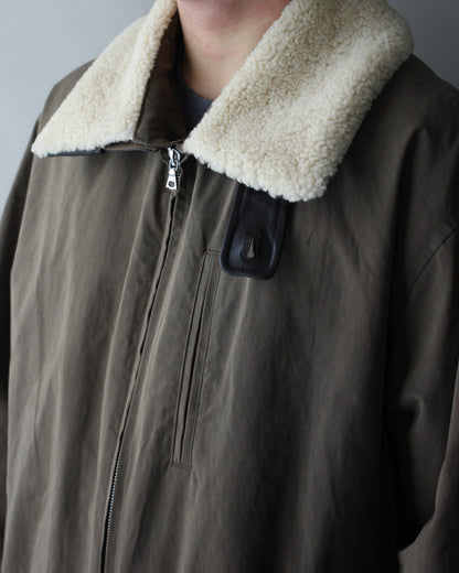 ssstein/DETATCHABLE COLLAR RESIN-FINISH COTTON JACKET  "KHAKI"