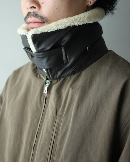 ssstein/DETATCHABLE COLLAR RESIN-FINISH COTTON JACKET  "KHAKI"