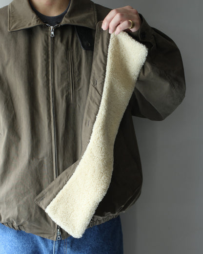ssstein/DETATCHABLE COLLAR RESIN-FINISH COTTON JACKET  "KHAKI"