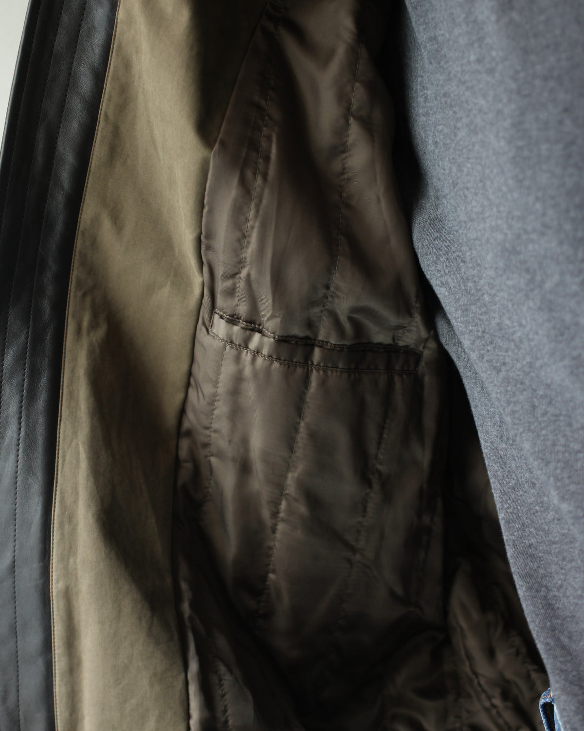 ssstein/DETATCHABLE COLLAR RESIN-FINISH COTTON JACKET  "KHAKI"