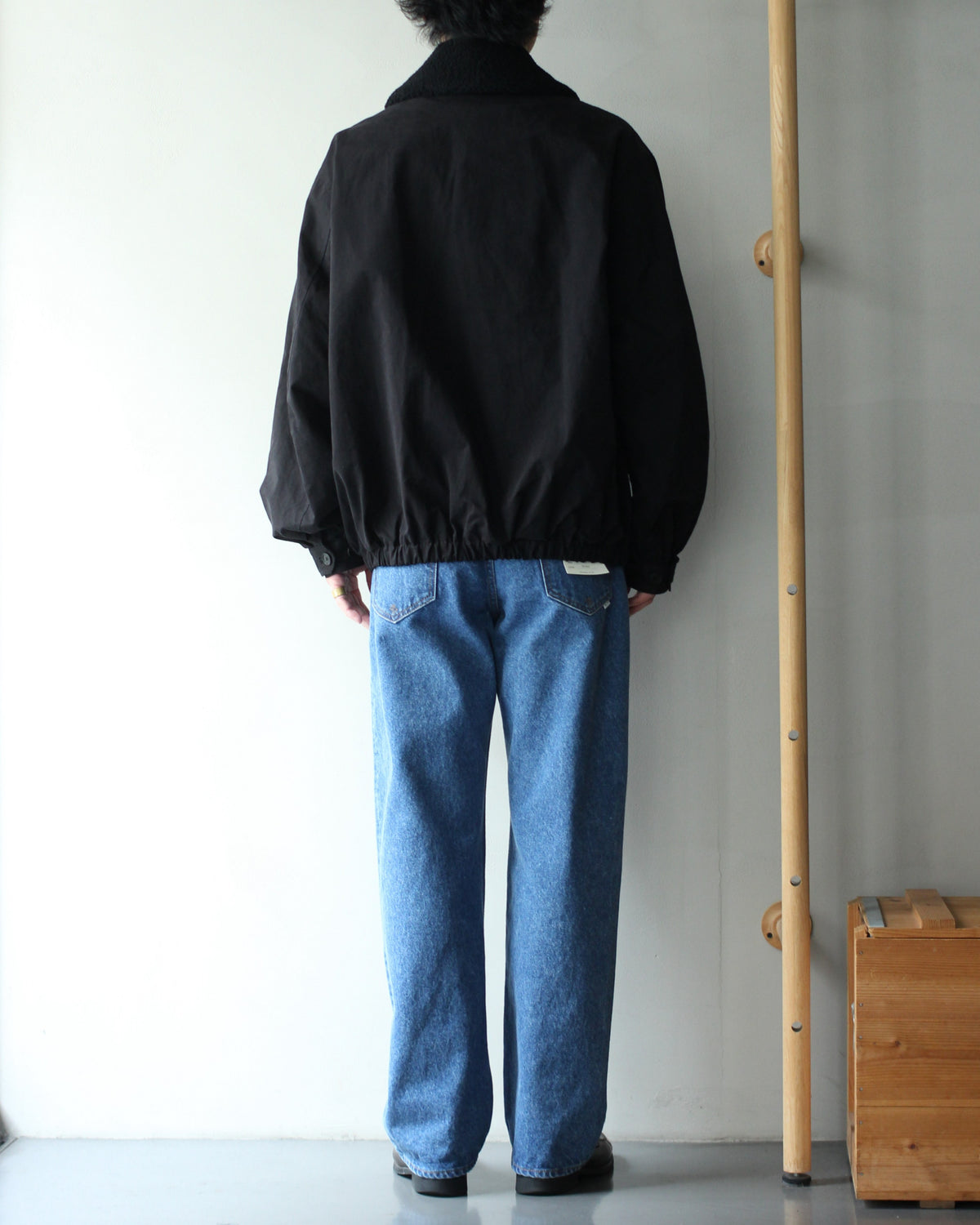 ssstein/DETATCHABLE COLLAR RESIN-FINISH COTTON JACKET  "BLACK"