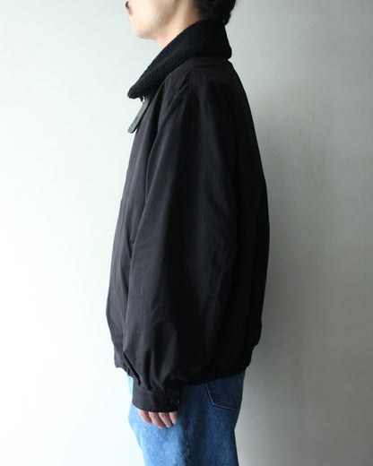 ssstein/DETATCHABLE COLLAR RESIN-FINISH COTTON JACKET  "BLACK"