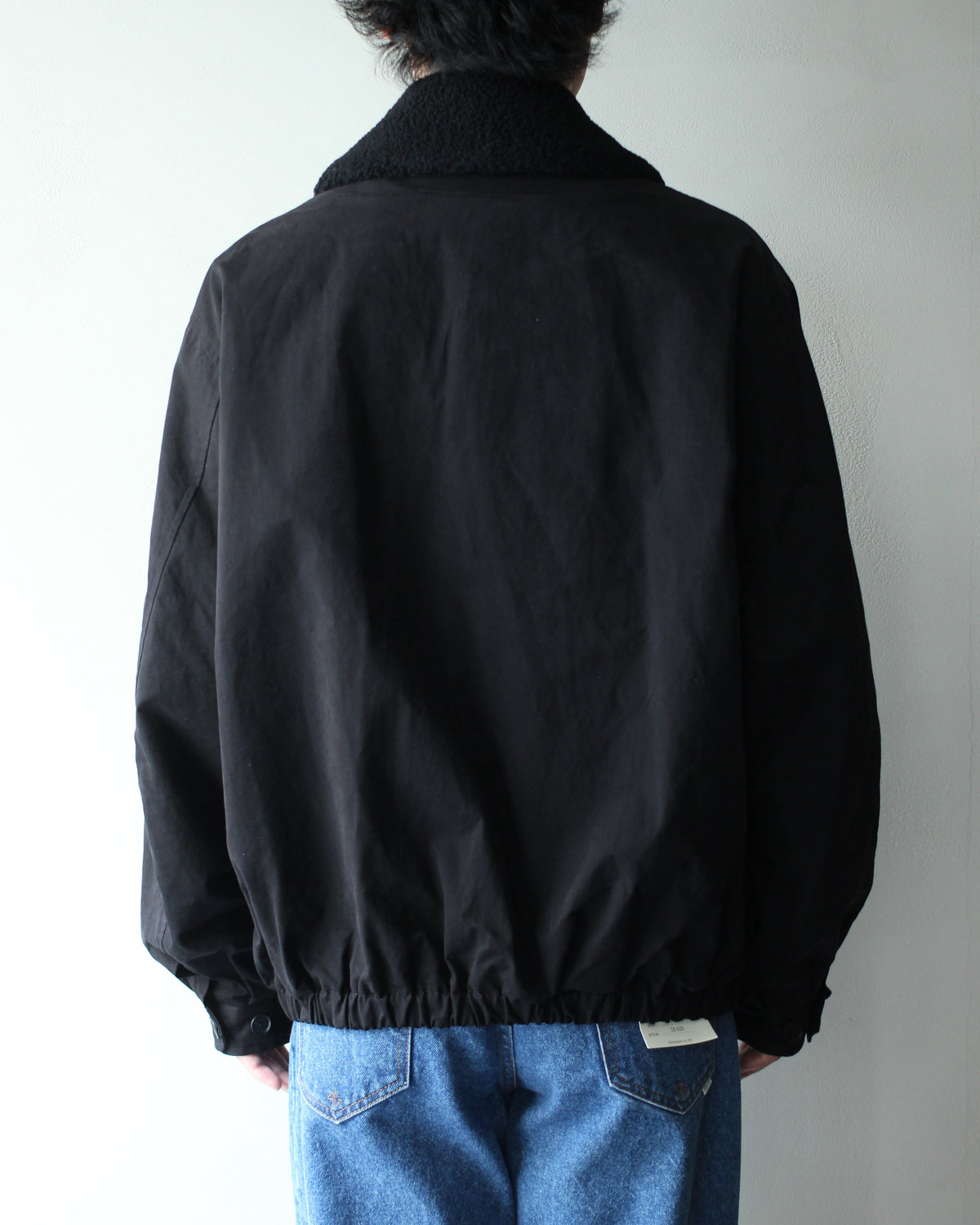 ssstein/DETATCHABLE COLLAR RESIN-FINISH COTTON JACKET  "BLACK"
