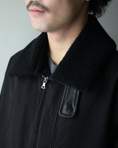 ssstein/DETATCHABLE COLLAR RESIN-FINISH COTTON JACKET  "BLACK"