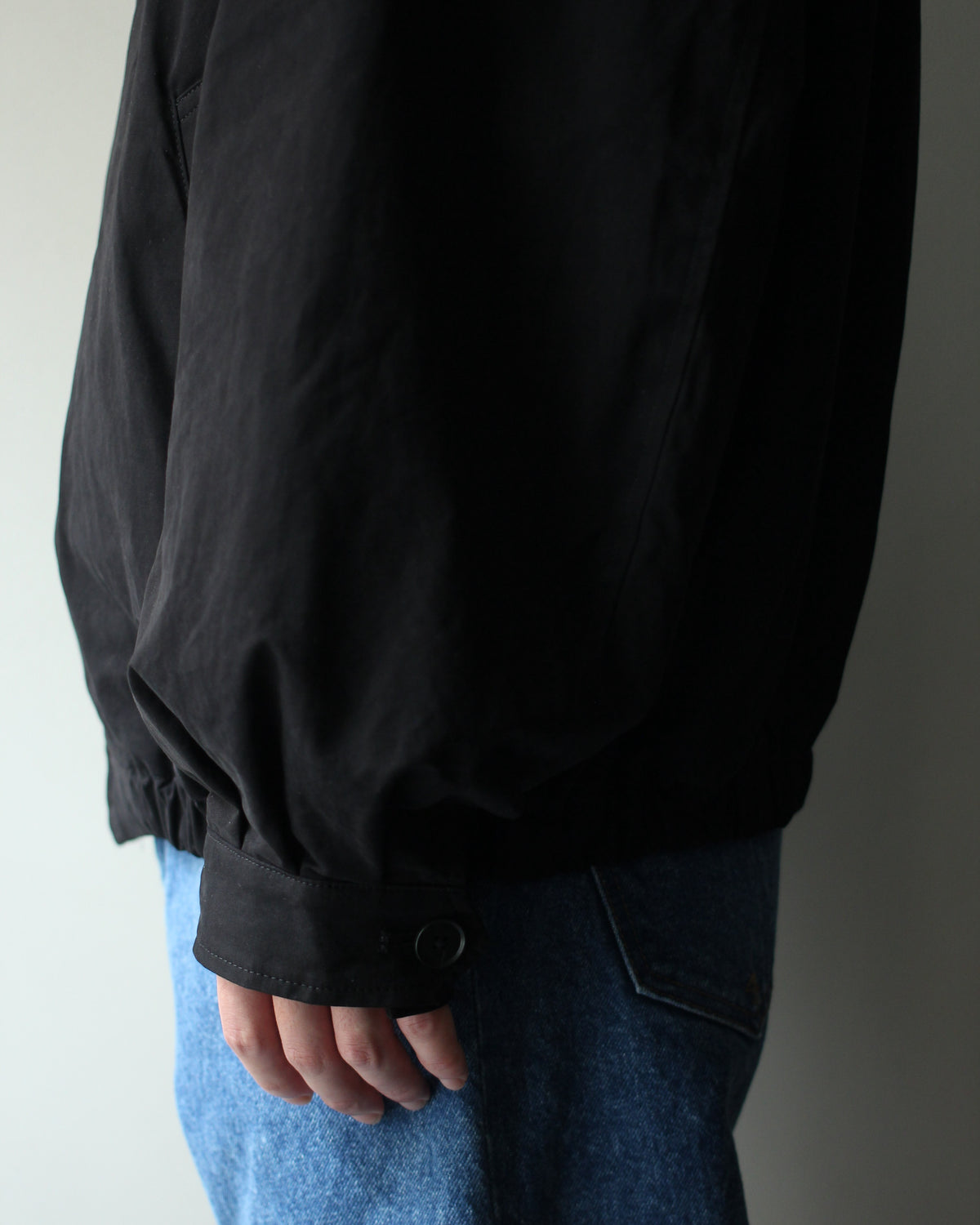 ssstein/DETATCHABLE COLLAR RESIN-FINISH COTTON JACKET  "BLACK"