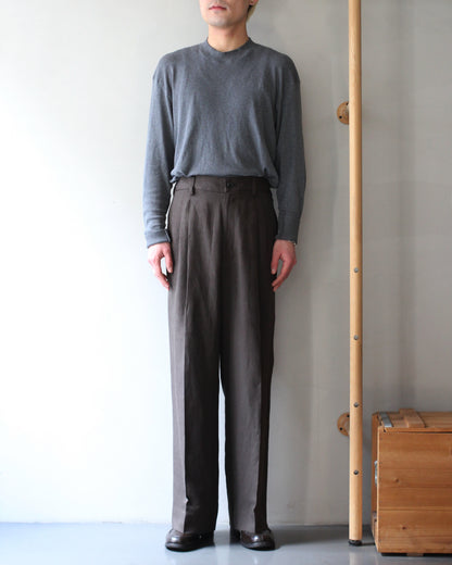ssstein/VIS/LI/RA TWILL EASY LONG WIDE TROUSERS "KHAKI BROWN"