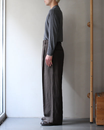 ssstein/VIS/LI/RA TWILL EASY LONG WIDE TROUSERS "KHAKI BROWN"