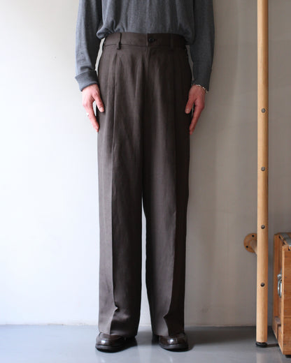 ssstein/VIS/LI/RA TWILL EASY LONG WIDE TROUSERS "KHAKI BROWN"