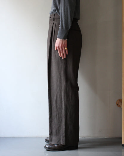 ssstein/VIS/LI/RA TWILL EASY LONG WIDE TROUSERS "KHAKI BROWN"