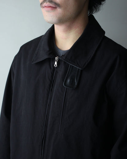 ssstein/DETATCHABLE COLLAR RESIN-FINISH COTTON JACKET  "BLACK"