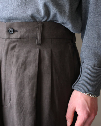 ssstein/VIS/LI/RA TWILL EASY LONG WIDE TROUSERS "KHAKI BROWN"