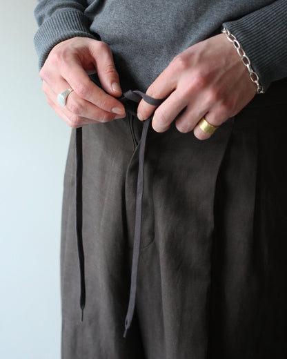 ssstein/VIS/LI/RA TWILL EASY LONG WIDE TROUSERS "KHAKI BROWN"