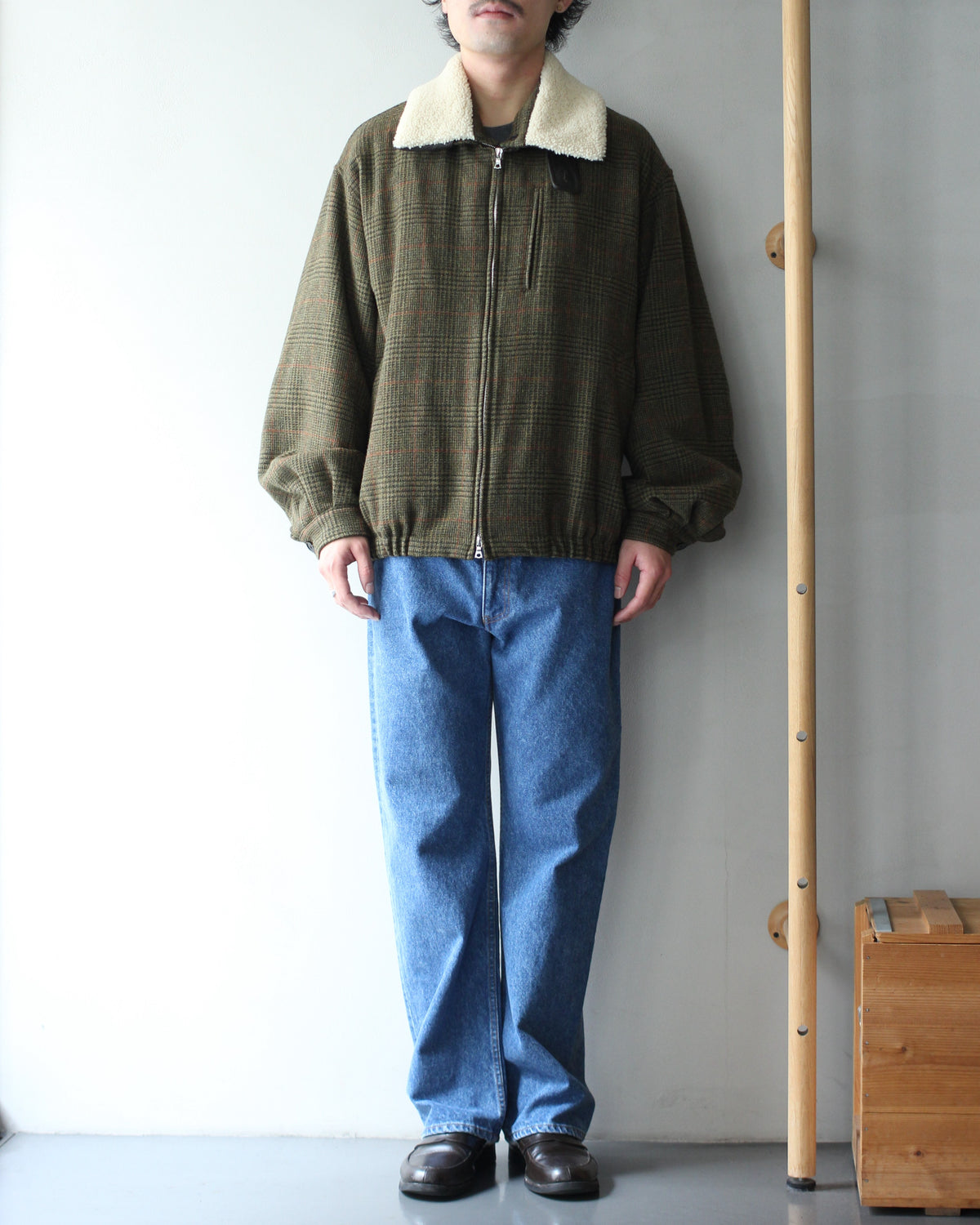 ssstein/DETATCHABLE COLLAR BRITISH TWEED JACKET  "TWEED CHECK"