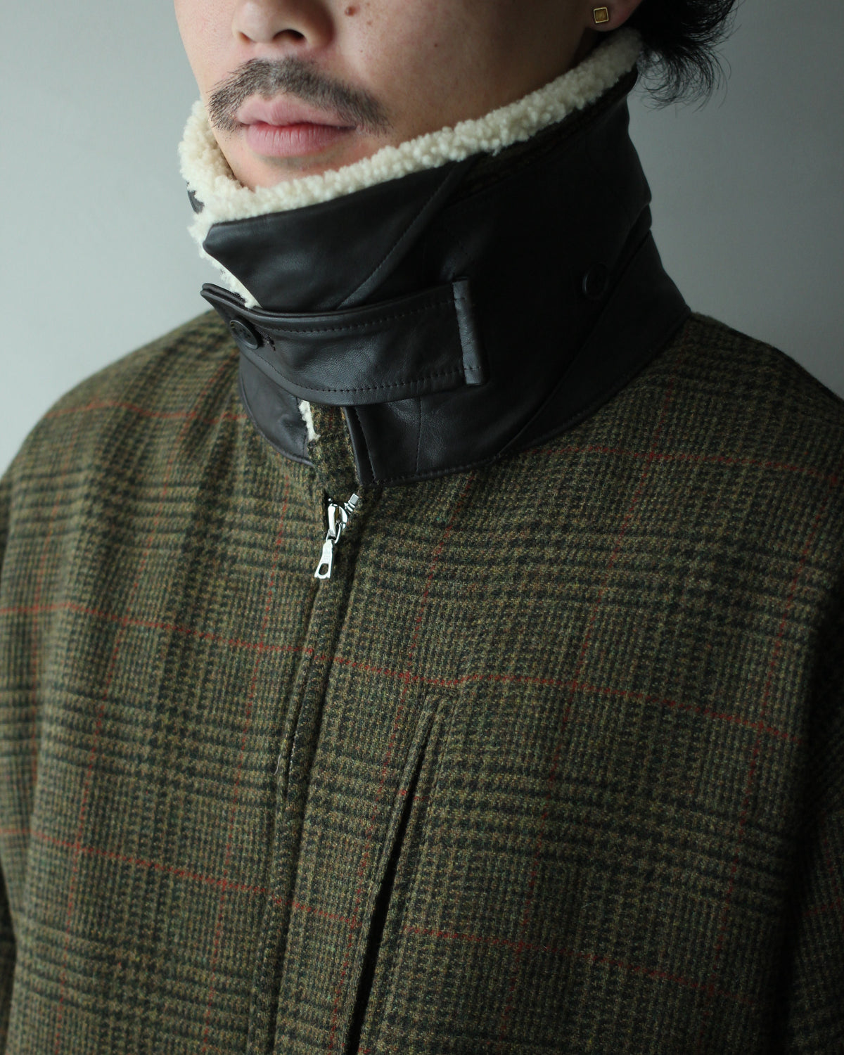 ssstein/DETATCHABLE COLLAR BRITISH TWEED JACKET  "TWEED CHECK"