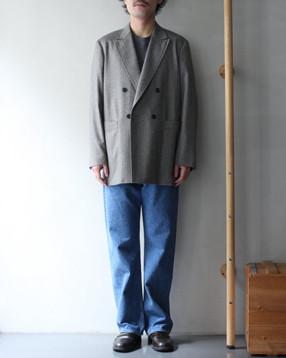 ULTERIOR/W/S HERRINGBONE STRIPE DB JKT "TAUPE GREY"