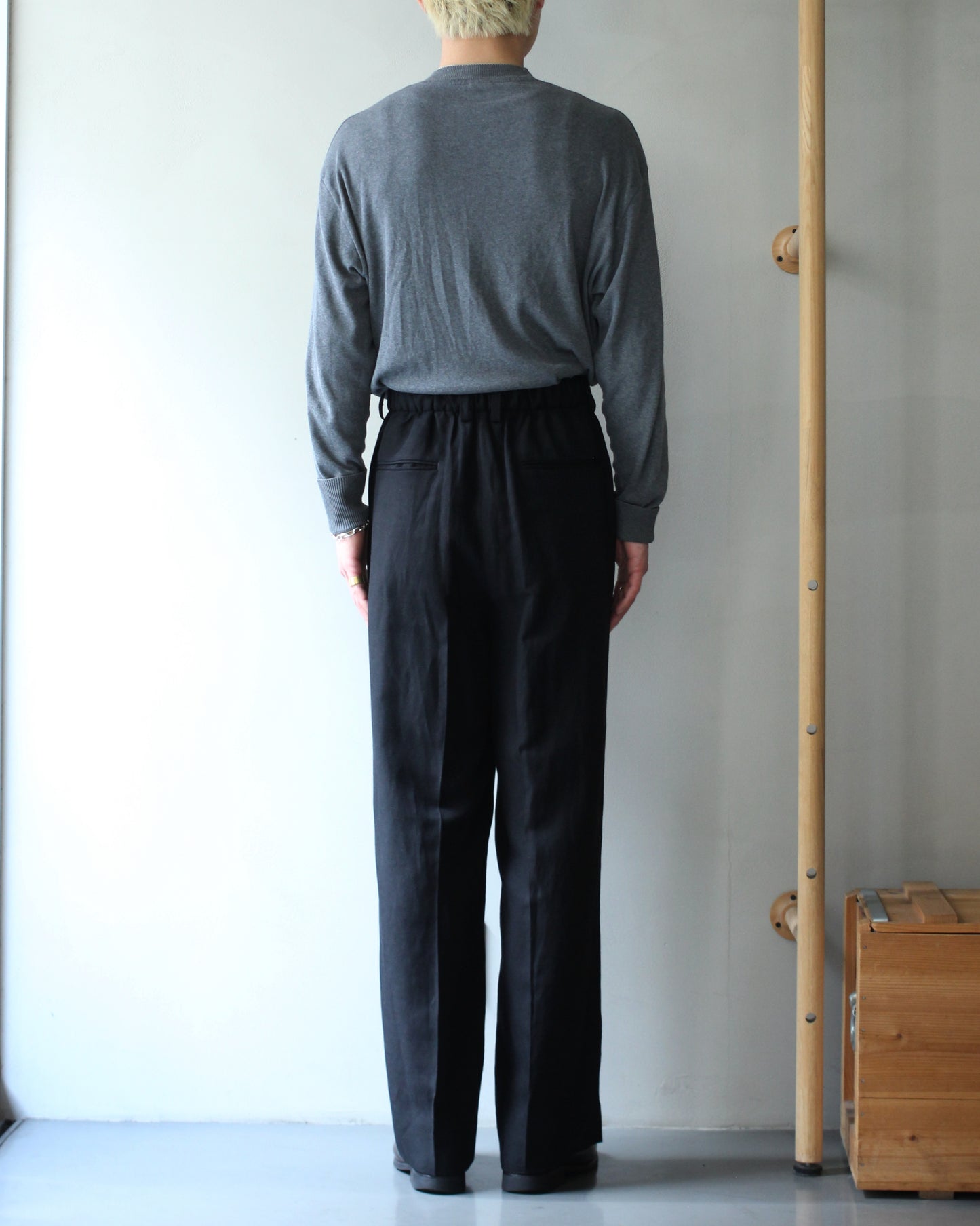 ssstein/VIS/LI/RA TWILL EASY LONG WIDE TROUSERS "BLACK"