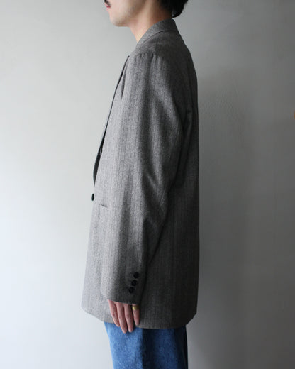 ULTERIOR/W/S HERRINGBONE STRIPE DB JKT "TAUPE GREY"
