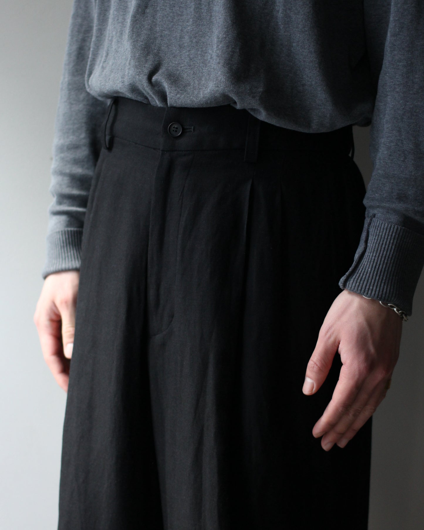 ssstein/VIS/LI/RA TWILL EASY LONG WIDE TROUSERS "BLACK"