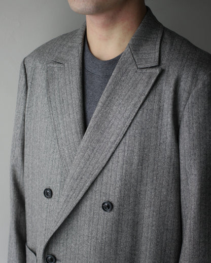 ULTERIOR/W/S HERRINGBONE STRIPE DB JKT "TAUPE GREY"